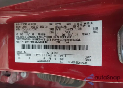 2021 Ford Ranger Xlt from USA, damaged, VIN 1FTER4FH6MLD85049